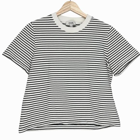 COS Boxy T Shirt Striped | Black and White | SZ M - Picture 1 of 8